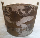 Venetian Lamp Shade Bronze and Silver Jacquard Rubelli Fabric Sumi Pattern