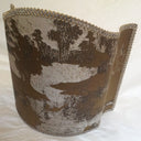 Venetian Lamp Shade Bronze and Silver Jacquard Rubelli Fabric Sumi Pattern