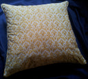 Handmade Decorative Pillow Made With Fortuny Fabric – Yellow and White Delfino Pattern
