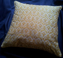 Handmade Decorative Pillow Made With Fortuny Fabric – Yellow and White Delfino Pattern