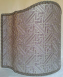 Venetian Lamp Shade Fortuny Fabric Platinum & Silvery Gold Simboli Pattern Half Lampshade