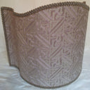 Venetian Lamp Shade Fortuny Fabric Platinum & Silvery Gold Simboli Pattern Half Lampshade