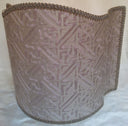 Venetian Lamp Shade Fortuny Fabric Platinum & Silvery Gold Simboli Pattern Half Lampshade