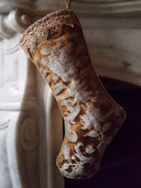 Luxury Christmas Stocking Bronze & Silver Silk Jacquard Rubelli Fabric Les Indes Galantes Pattern