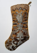 Luxury Christmas Stocking Bronze & Silver Silk Jacquard Rubelli Fabric Les Indes Galantes Pattern