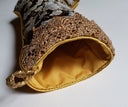 Luxury Christmas Stocking Bronze & Silver Silk Jacquard Rubelli Fabric Les Indes Galantes Pattern