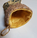 Luxury Christmas Stocking Sky Blue & Gold Silk Jacquard Rubelli Fabric Les Indes Galantes Pattern