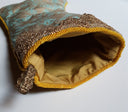 Luxury Christmas Stocking Fortuny Fabric Aquamarine & Silvery Gold Richelieu Pattern