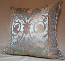 Handmade Decorative Pillow Made With Jade Green Silk Lampas Rubelli Fabric Vignola Pattern