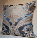 Rubelli Sandokan Blue Silk Damask Fabric - Handmade Decorative Pillow