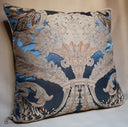 Rubelli Sandokan Blue Silk Damask Fabric - Handmade Decorative Pillow