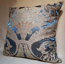 Rubelli Sandokan Blue Silk Damask Fabric - Handmade Decorative Pillow