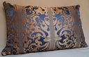 Handmade Decorative Pillow Made With Blue Sapphire and Gold Silk Lampas Rubelli Fabric Belisario Pattern