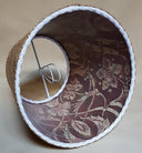 Clip On Lamp Shade in Fortuny Fabric Tan, Olive & Plum Persepolis Pattern