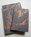 Fortuny Fabric Covered Journal Hardcover Notebook Black, Grey & Copper Marmo Pattern