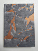 Fortuny Fabric Covered Journal Hardcover Notebook Black, Grey & Copper Marmo Pattern