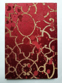 Rubelli Fabric Covered Journal Hardcover Notebook Silk Lampas Red & Gold Morosini Pattern