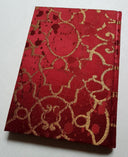 Rubelli Fabric Covered Journal Hardcover Notebook Silk Lampas Red & Gold Morosini Pattern