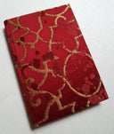 Rubelli Fabric Covered Journal Hardcover Notebook Silk Lampas Red & Gold Morosini Pattern