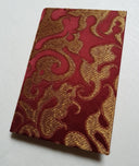 Rubelli Fabric Covered Journal Hardcover Notebook Silk Lampas Ruby Red & Gold Belisario Pattern