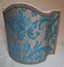 Venetian Lamp Shade Fortuny Fabric Blue-Green & Gold Farnese Pattern