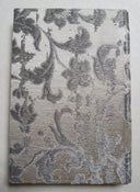Rubelli Fabric Covered Journal Hardcover Notebook Silk Jacquard Ivory & Silver Les Indes Galantes Pattern