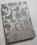 Rubelli Fabric Covered Journal Hardcover Notebook Silk Jacquard Ivory & Silver Les Indes Galantes Pattern