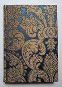 Rubelli Fabric Covered Journal Hardcover Notebook Silk Brocatelle Blue & Gold Tebaldo Pattern
