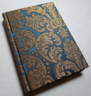 Rubelli Fabric Covered Journal Hardcover Notebook Silk Brocatelle Blue & Gold Tebaldo Pattern