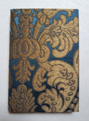 Rubelli Fabric Covered Journal Hardcover Notebook Silk Brocatelle Blue & Gold Tebaldo Pattern