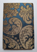 Rubelli Fabric Covered Journal Hardcover Notebook Silk Brocatelle Blue & Gold Tebaldo Pattern