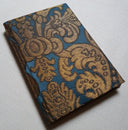 Rubelli Fabric Covered Journal Hardcover Notebook Silk Brocatelle Blue & Gold Tebaldo Pattern