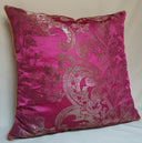 Handmade Decorative Pillow Made With Silk Brocade Rubelli Fabric Fuchsia Barbarigo Pattern