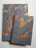 Fortuny Fabric Covered Journal Hardcover Notebook Black, Grey & Copper Marmo Pattern