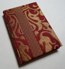 Rubelli Fabric Covered Journal Hardcover Notebook Silk Lampas Ruby Red & Gold Belisario Pattern
