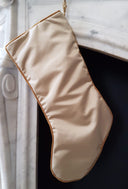 Luxury Christmas Stocking Fortuny Fabric Bittersweet & Silvery Gold Persepolis Pattern