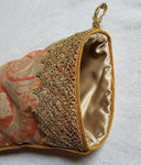 Luxury Christmas Stocking Fortuny Fabric Bittersweet & Silvery Gold Persepolis Pattern