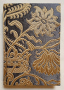 Rubelli Fabric Covered Journal Hardcover Notebook Silk Brocatelle Ebony & Gold Castiglione Pattern