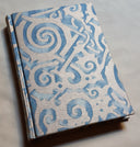 Fortuny Fabric Covered Journal Hardcover Notebook Blue & Silvery Gold Maori Pattern