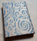 Fortuny Fabric Covered Journal Hardcover Notebook Blue & Silvery Gold Maori Pattern
