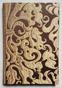 Rubelli Fabric Covered Journal Hardcover Notebook Silk Lampas Brown & Gold Belisario Pattern
