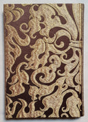 Rubelli Fabric Covered Journal Hardcover Notebook Silk Lampas Brown & Gold Belisario Pattern