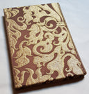 Rubelli Fabric Covered Journal Hardcover Notebook Silk Lampas Brown & Gold Belisario Pattern