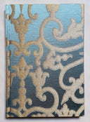 Rubelli Fabric Covered Journal Hardcover Notebook Silk Jacquard Blue & Gold Serlio Pattern