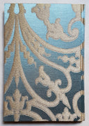Rubelli Fabric Covered Journal Hardcover Notebook Silk Jacquard Blue & Gold Serlio Pattern