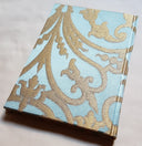 Rubelli Fabric Covered Journal Hardcover Notebook Silk Jacquard Blue & Gold Serlio Pattern