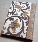 Rubelli Fabric Covered Journal Hardcover Notebook Silk Lampas Ivory & Gold Vignola Pattern