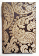 Rubelli Fabric Covered Journal Hardcover Notebook Silk Brocatelle Brown & Gold Tebaldo Pattern