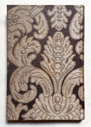Rubelli Fabric Covered Journal Hardcover Notebook Silk Brocatelle Brown & Gold Tebaldo Pattern