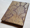 Rubelli Fabric Covered Journal Hardcover Notebook Silk Brocatelle Brown & Gold Tebaldo Pattern